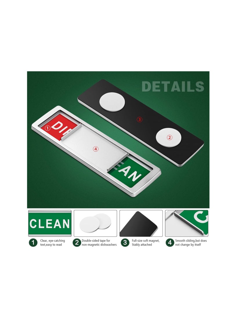 Dishwasher Magnet Clean Dirty Sign Non-Scratching Strong Magnet or 3M Adhesive Options Indicator Tells Whether Dishes Are Clean or Dirty (Silver) - Image 3